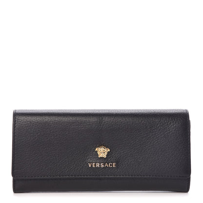 Versace Grained Calfskin Continental Wallet Black 1 of 14