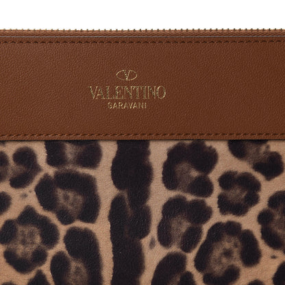 Valentino Garavani Calfskin Leopard Print City Safari Large Pouch Brown 7 of 8