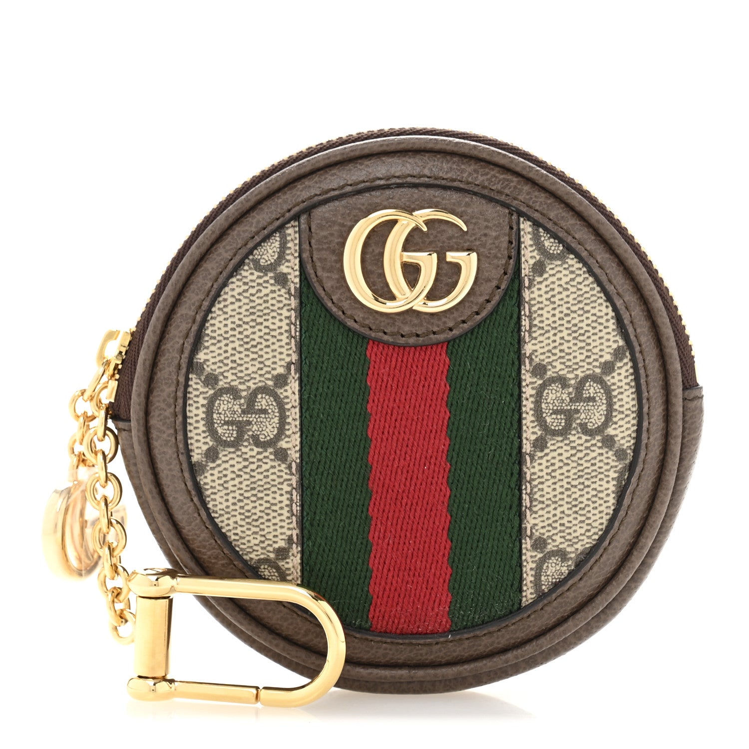 Gucci GG Supreme Monogram Web Ophidia Round Coin Purse Beige New Acero 1 of 8