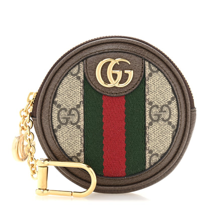 Gucci GG Supreme Monogram Web Ophidia Round Coin Purse Beige New Acero 1 of 8