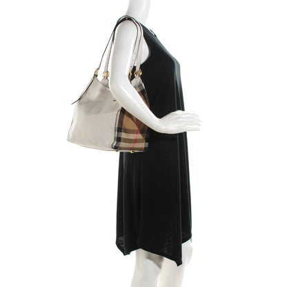 Burberry Horseshoe Leather House Check Small Canterbury Tote Natural 2 of 8