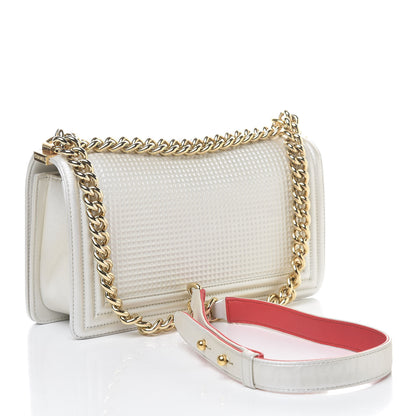 Chanel Lambskin Embossed Medium Boy Cube Flap White Red 3 of 17