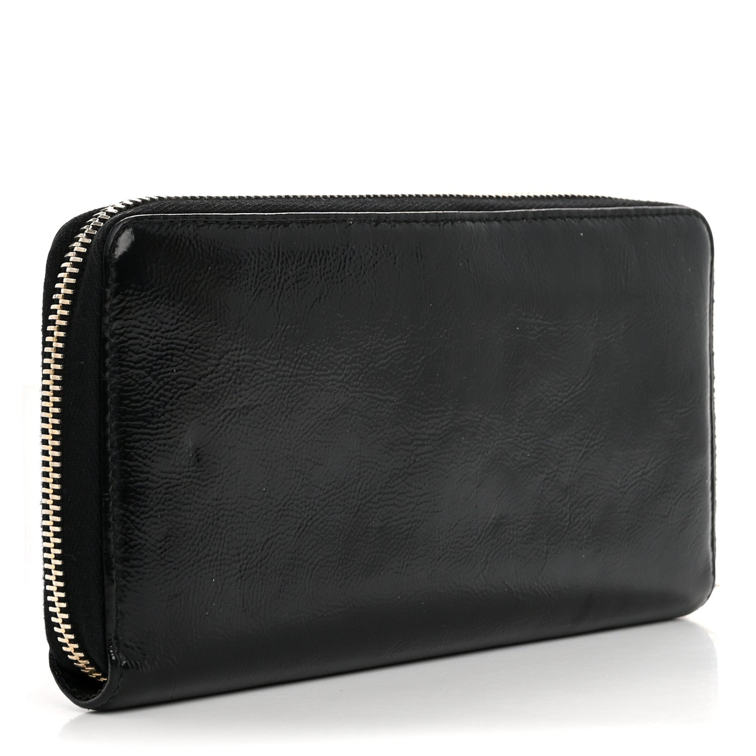 Saint Laurent Textured Patent Monogram Belle De Jour Zip Around Wallet Black 3 of 13