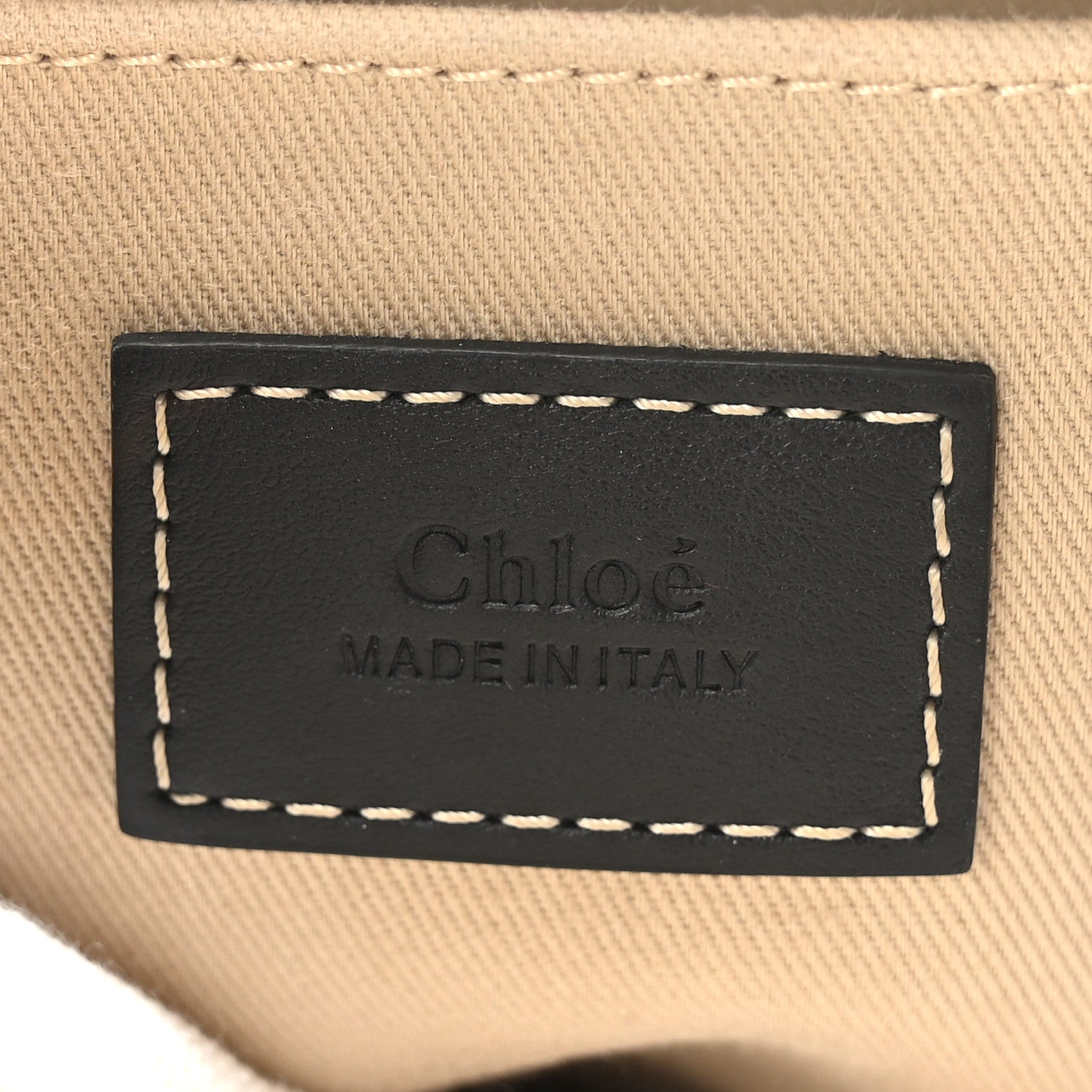 Chloe Cotton Calfskin Small Woody Ribbon Tote With Strap White Navy 6 of 8