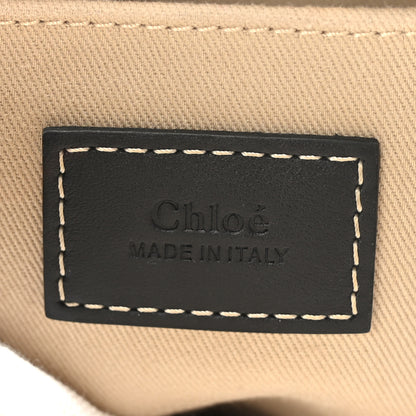Chloe Cotton Calfskin Small Woody Ribbon Tote With Strap White Navy 6 of 8