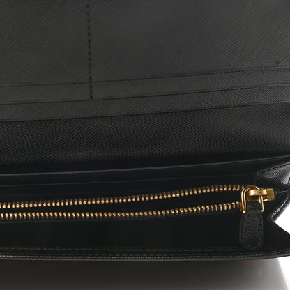 Prada Saffiano Metal Continental Flap Wallet Black 5 of 6