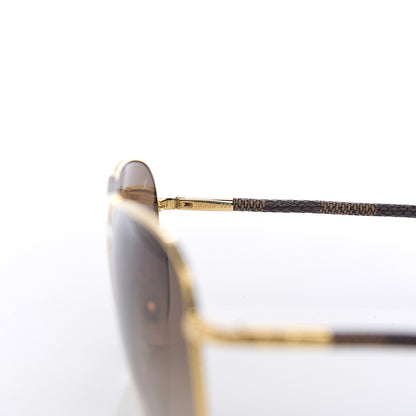 Louis Vuitton Damier Ebene Conspiration Pilote Aviator Sunglasses Z0202U Gold 6 of 8