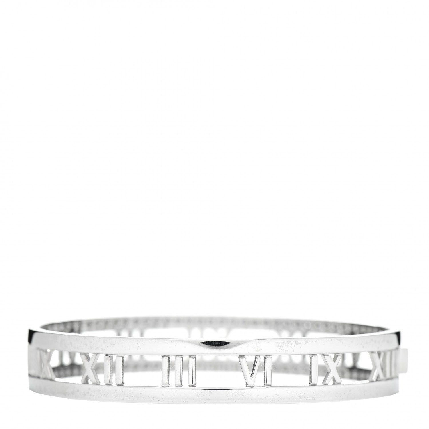 Tiffany 18K White Gold Diamond Atlas Open Hinged Bangle Bracelet 3 of 5