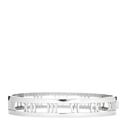 Tiffany 18K White Gold Diamond Atlas Open Hinged Bangle Bracelet 3 of 5