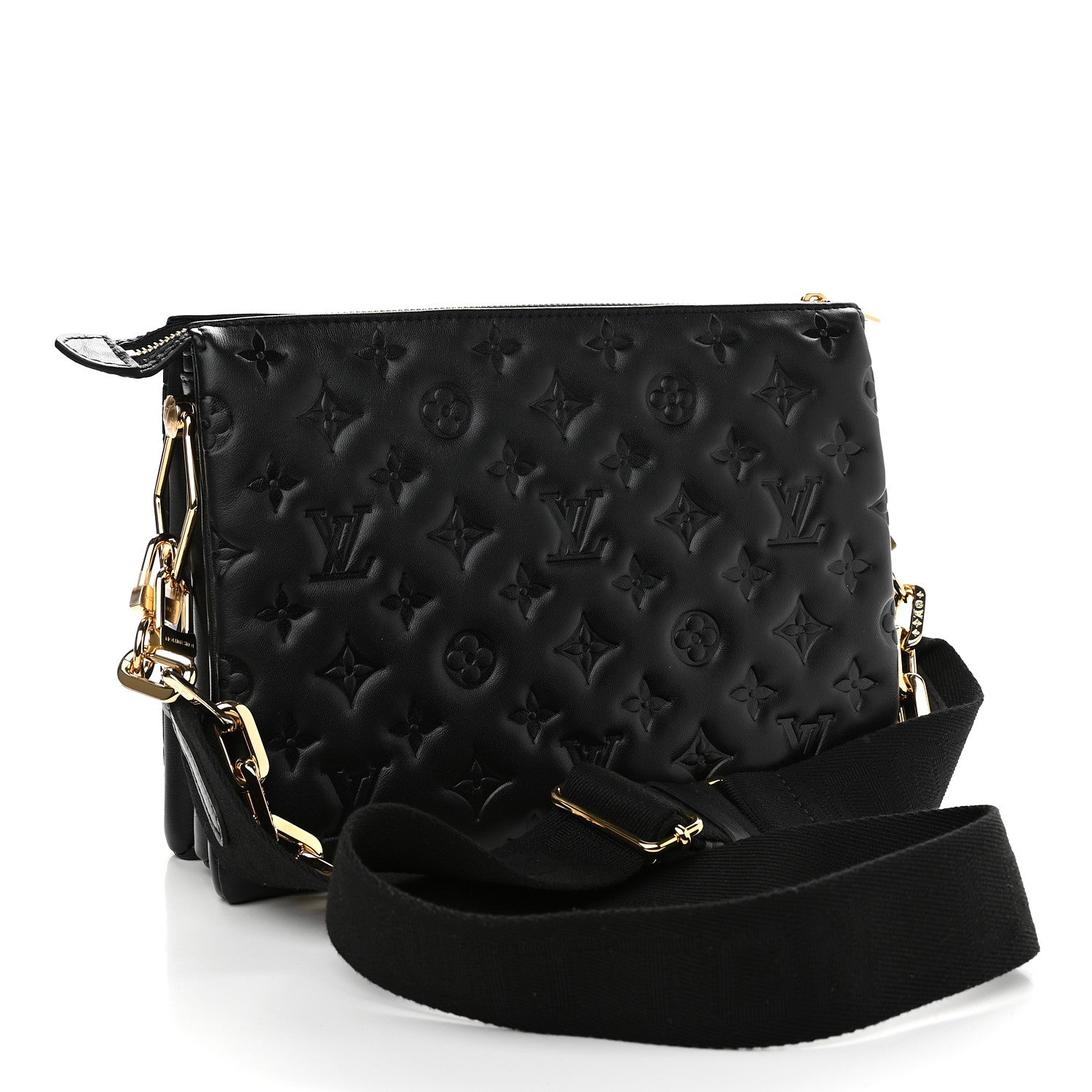 Louis Vuitton Lambskin Embossed Monogram Coussin PM Black 3 of 8