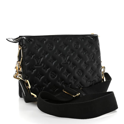 Louis Vuitton Lambskin Embossed Monogram Coussin PM Black 3 of 8
