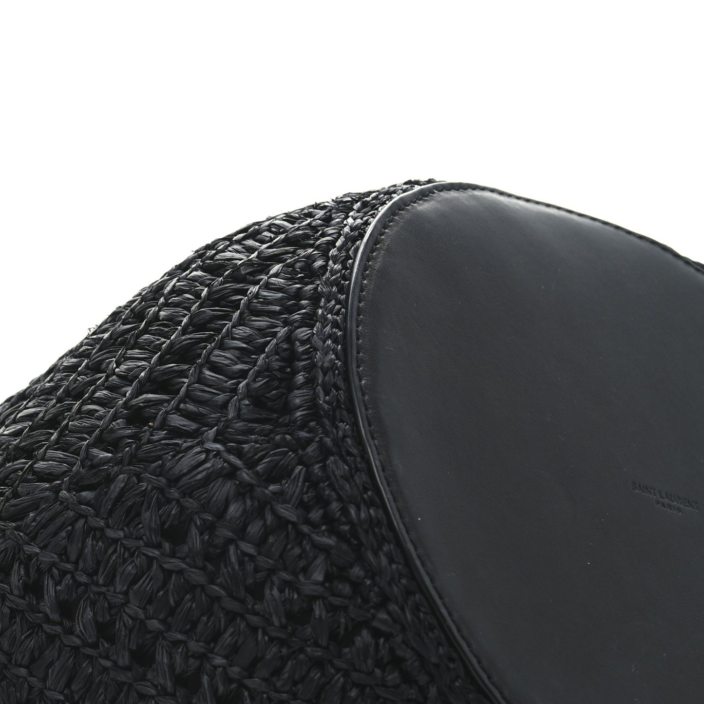 Raffia Calfskin Small Panier Tote Black