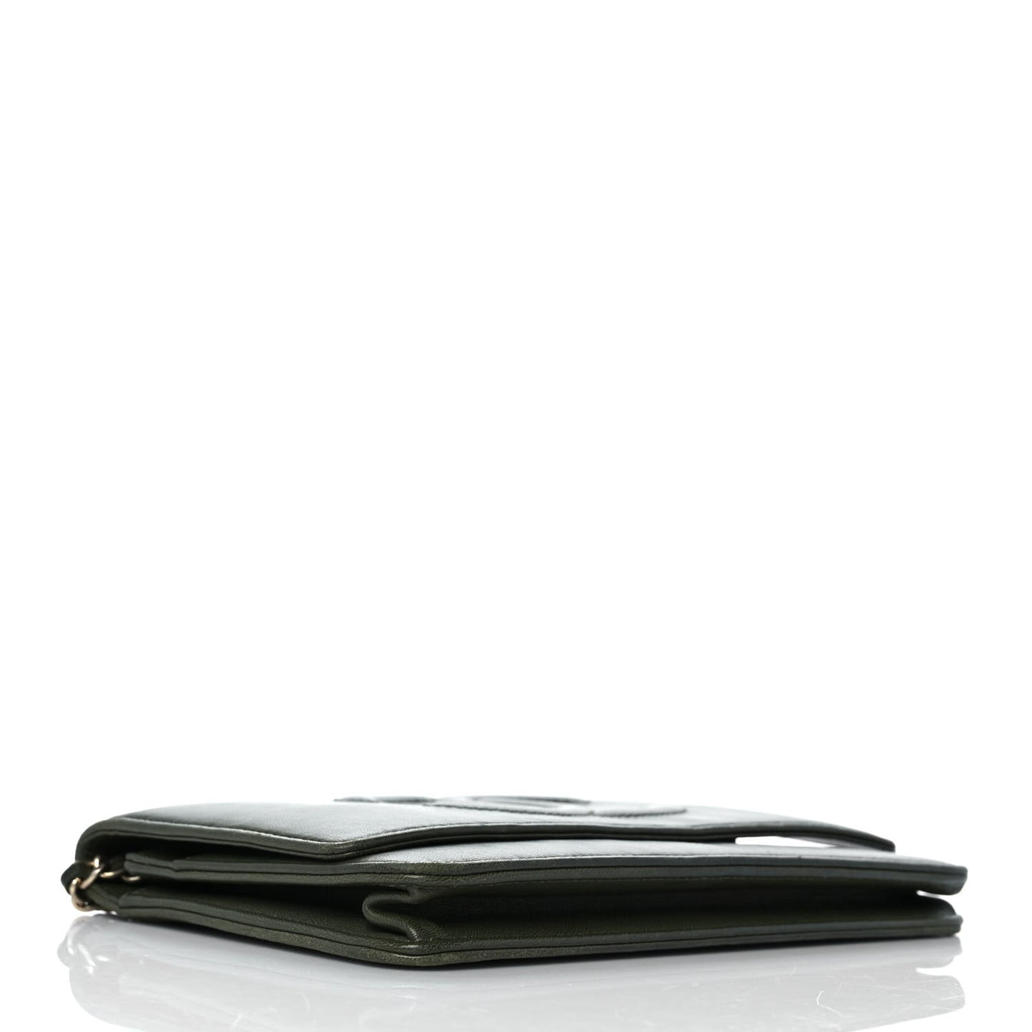 Lambskin Timeless CC Wallet On Chain WOC Khaki