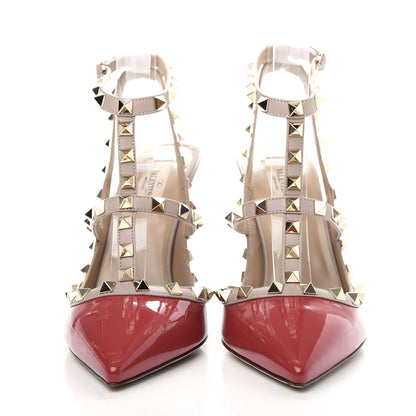 Valentino Garavani Patent Nappa Rockstud Ankle Strap 100mm Pumps 39.5 Rosso Valentino Poudre 2 of 10