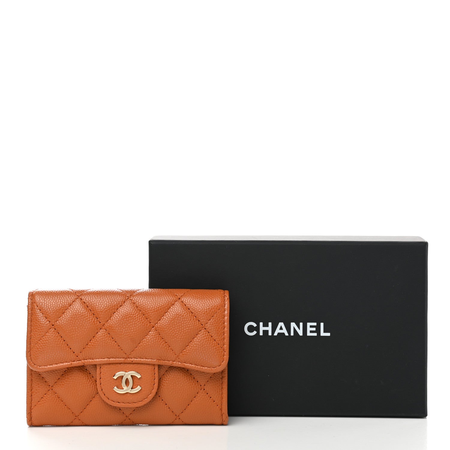 Chanel Caviar Quilted Flap Card Holder Wallet Light Brown 9 of 9