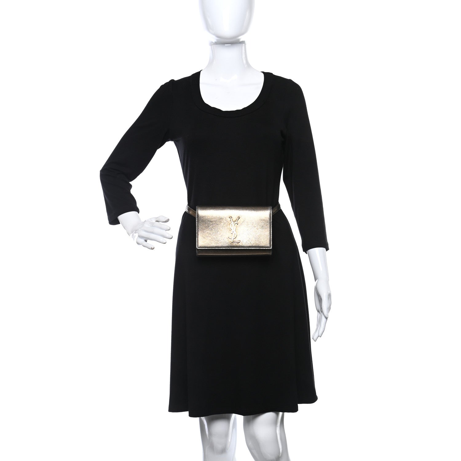 Saint Laurent Metallic Monogram Kate Belt Bag Gold 2 of 9