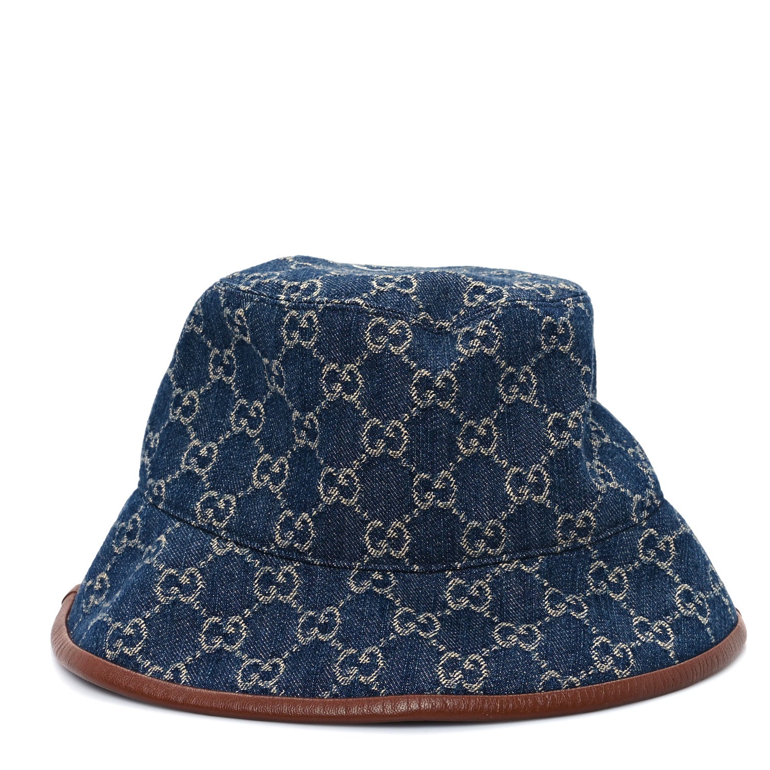 Gucci Washed Jacquard Denim Nappa GG Monogram Oscar Bucket Hat M Denim Cuir 5 of 10