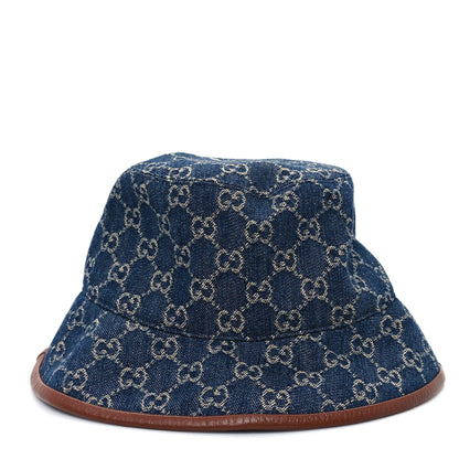 Gucci Washed Jacquard Denim Nappa GG Monogram Oscar Bucket Hat M Denim Cuir 5 of 10