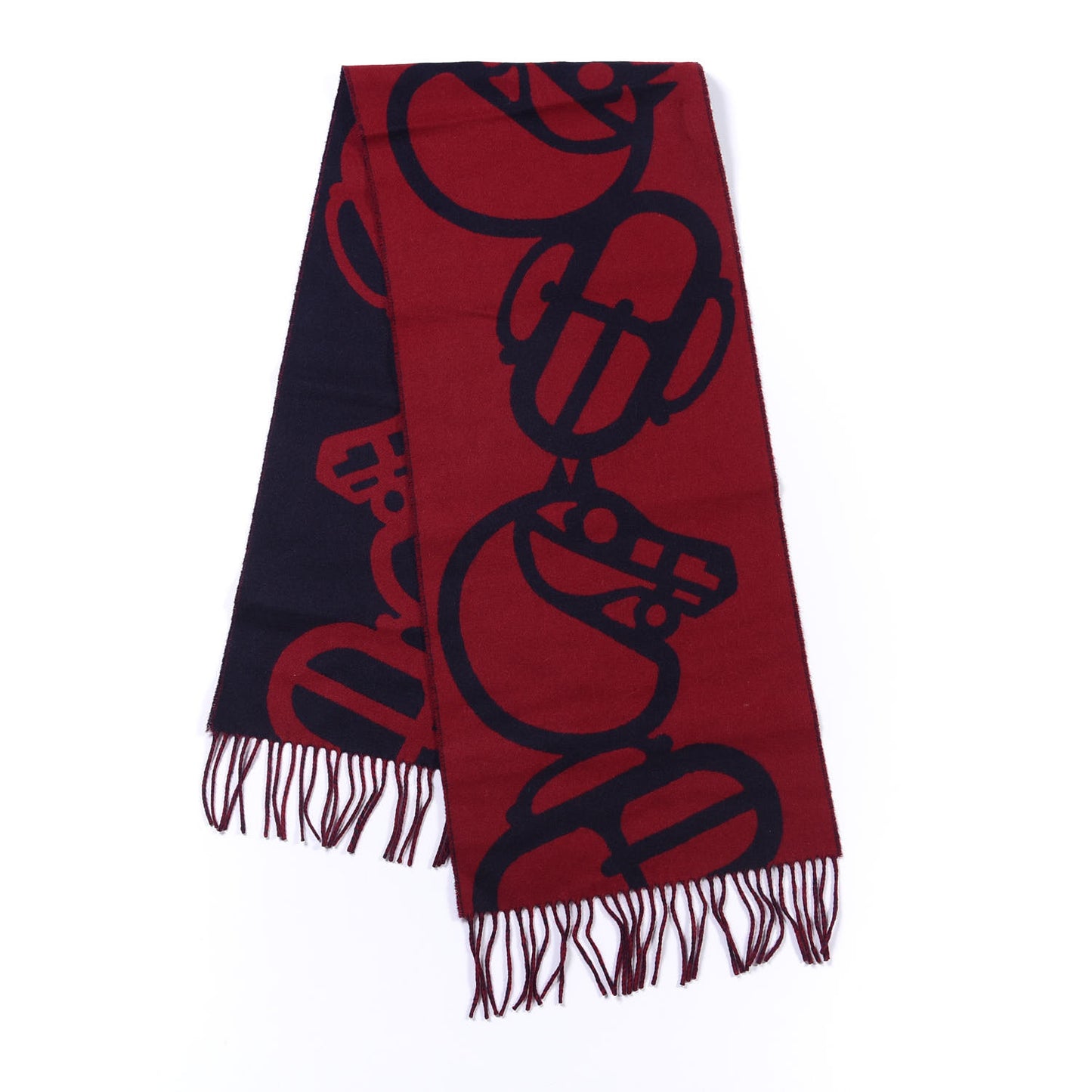Cashmere Boucles et Camails Muffler Marine Bordeaux