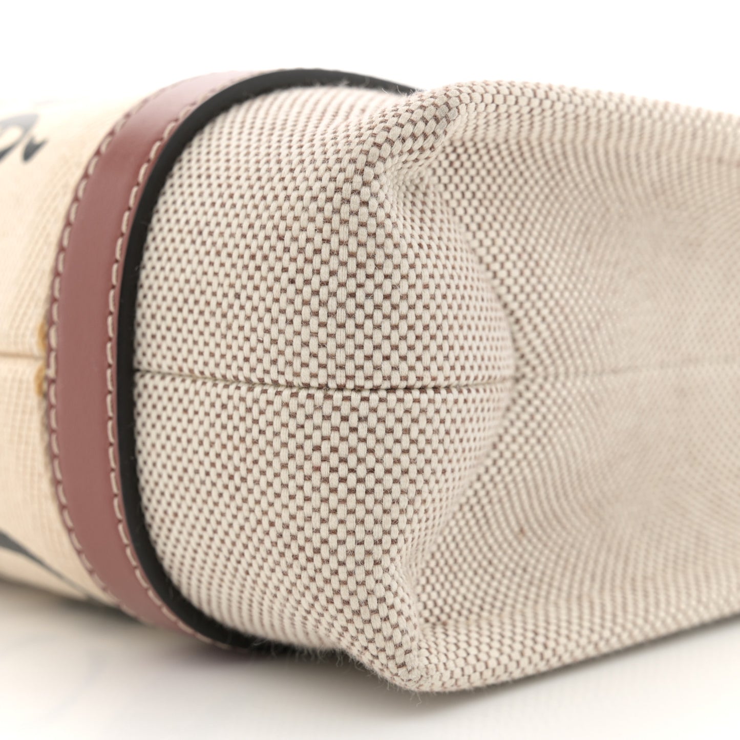 Cotton Calfskin Small Woody Ribbon Tote With Strap White Brown