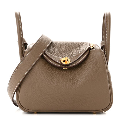 Hermes Taurillon Clemence Mini Lindy 20 Etoupe 1 of 11