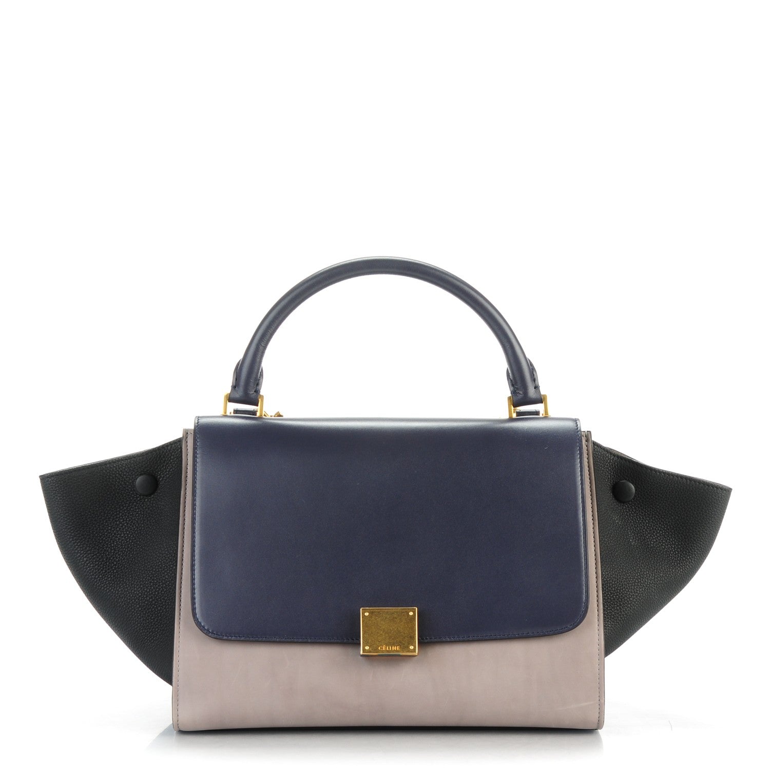 Celine Sleek Calfskin Small Tri-Color Trapeze Dark Blue 1 of 7