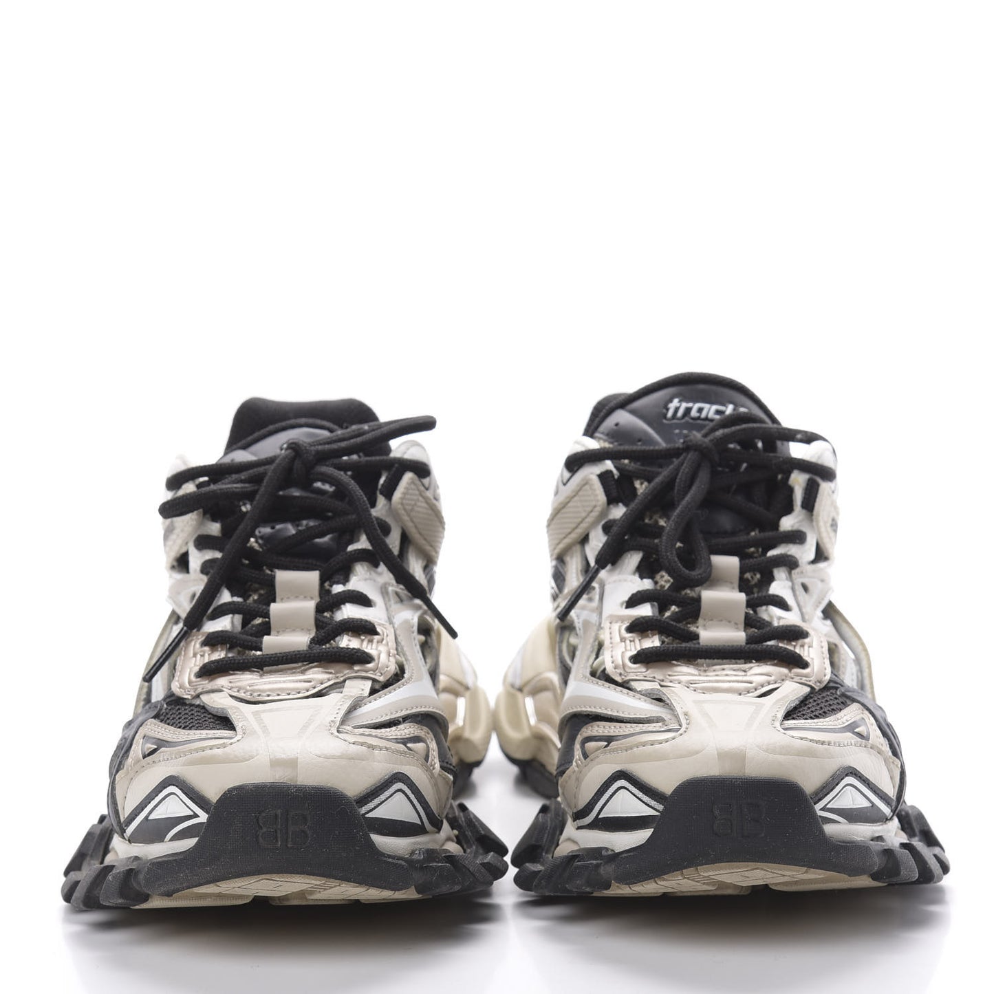 Rubber Mesh Bi-Color Womens Track.2 Open Sneakers 39 Beige Black