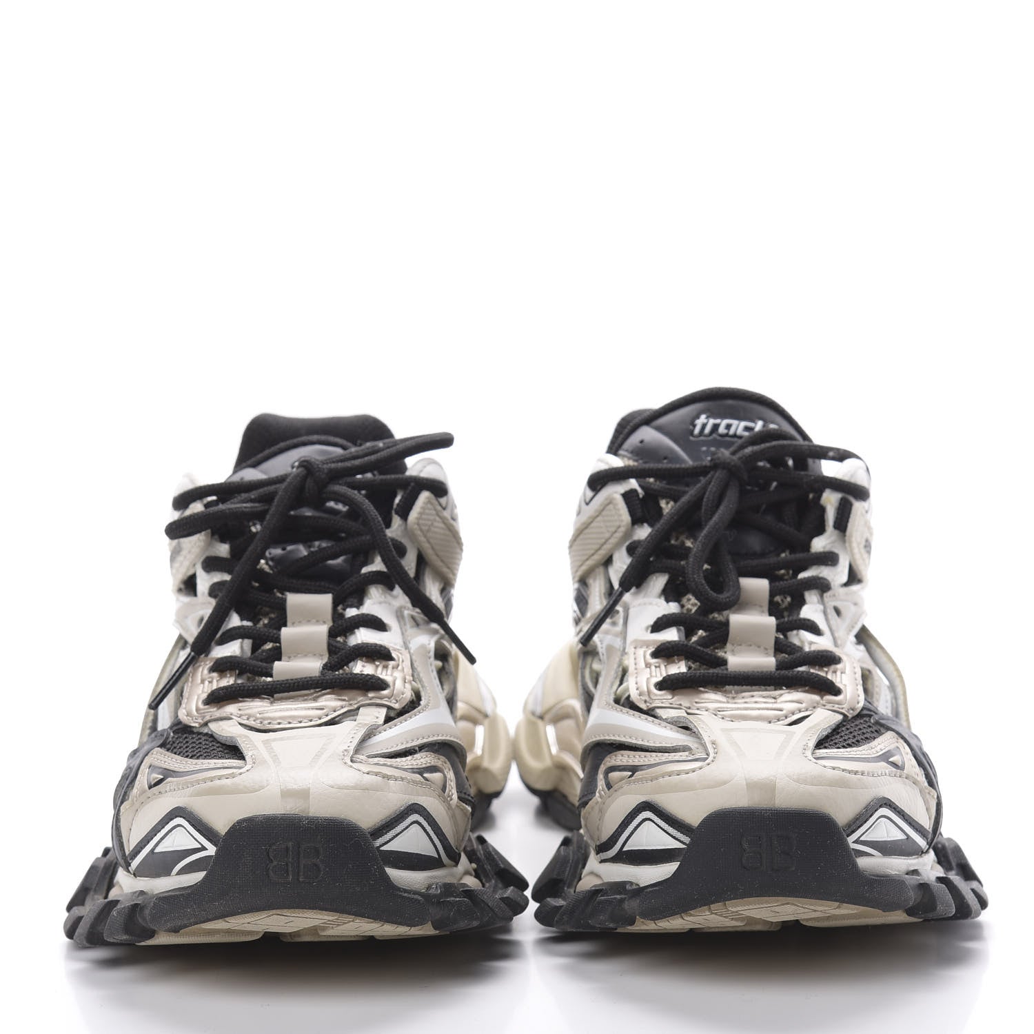 Balenciaga Rubber Mesh Bi-Color Womens Track.2 Open Sneakers 39 Beige Black 2 of 7