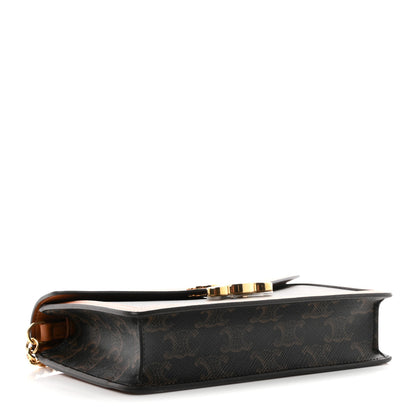 Celine Triomphe Canvas Calfskin Margo Wallet on Chain Tan 3 of 10