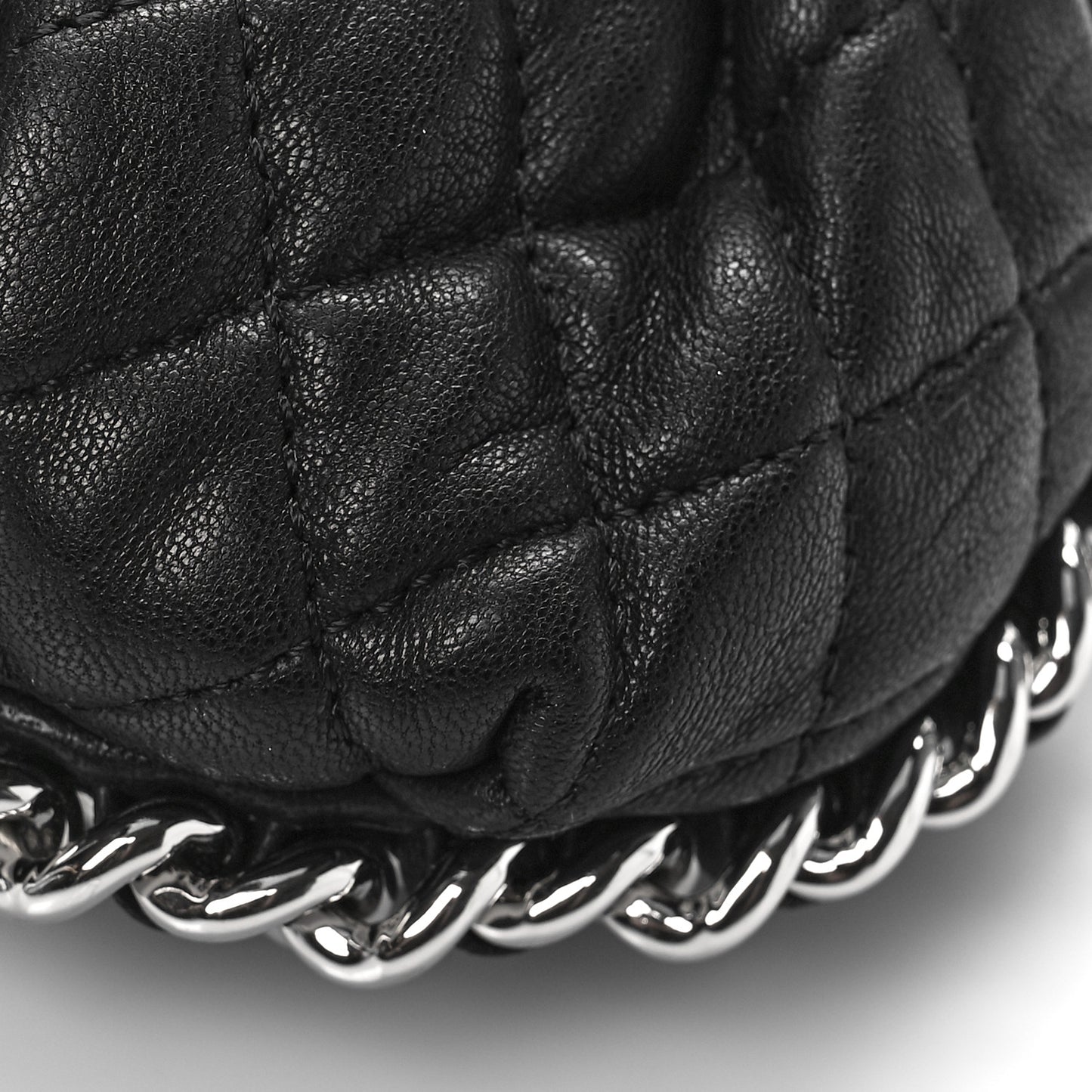 Washed Lambskin Quilted Mini Chain Around Flap Black