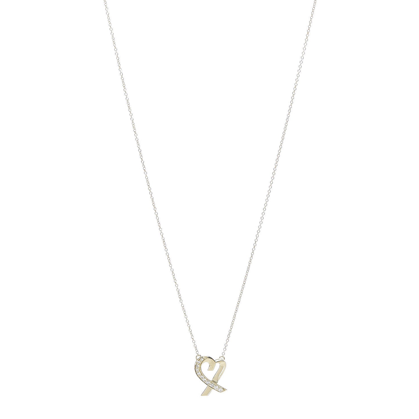 18K Yellow Gold Diamond Small Paloma Picasso Loving Heart Pendant Necklace