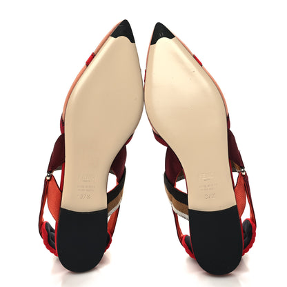Fendi Technical Mesh Colibri Slingback Ballerina Flats 37.5 Fragola Mou Fango Ruggine 5 of 8