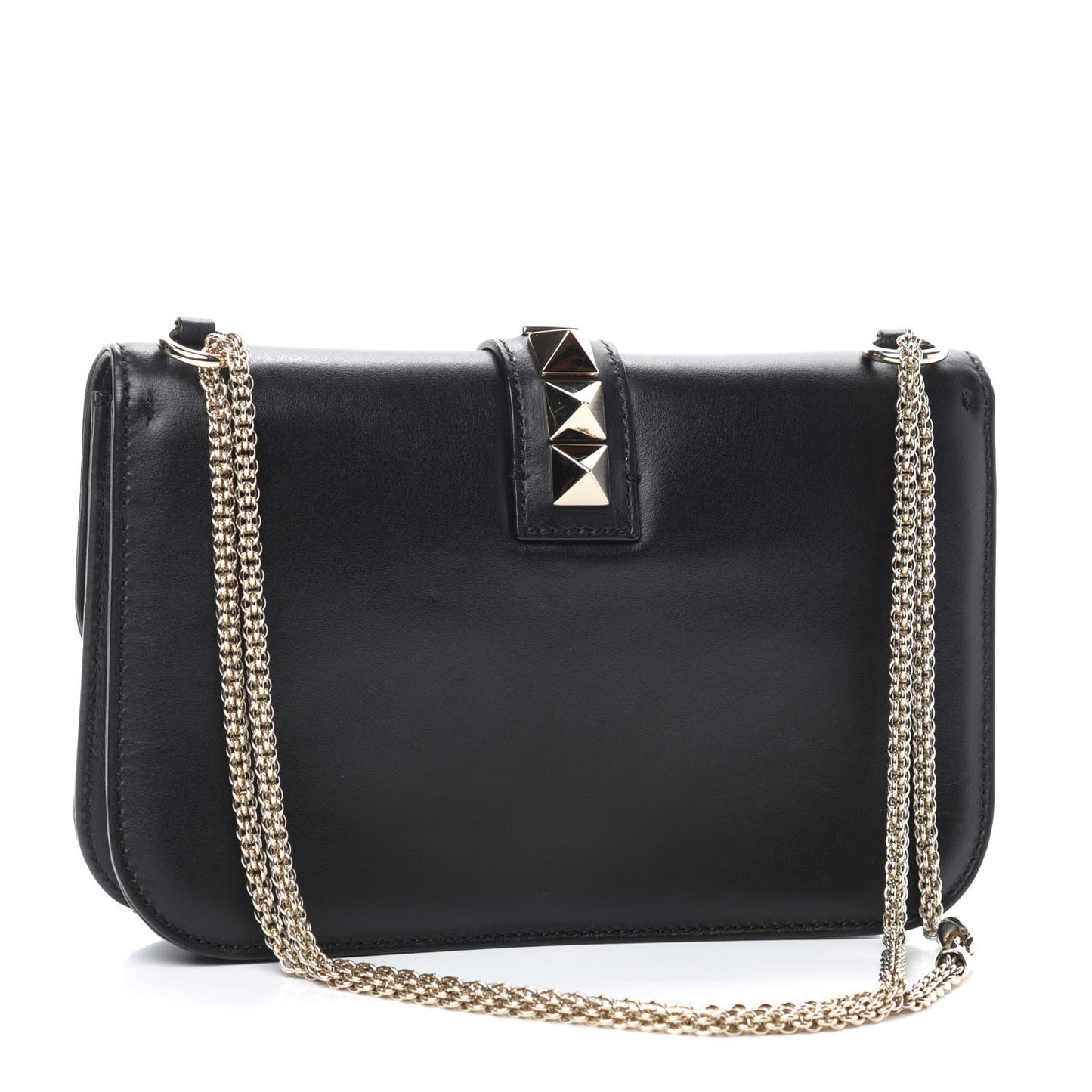 Vitello Medium Glam Lock Rockstud Flap Black