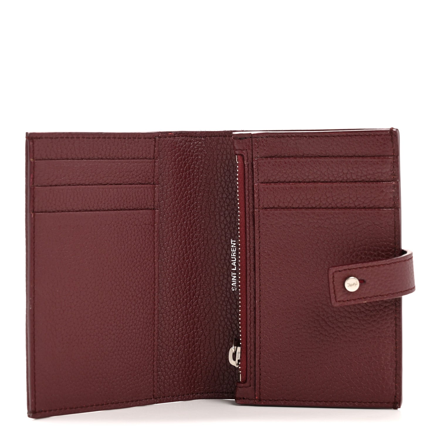 Saint Laurent Grained Calfskin Sac De Jour Compact Wallet Rouge Legion 6 of 12
