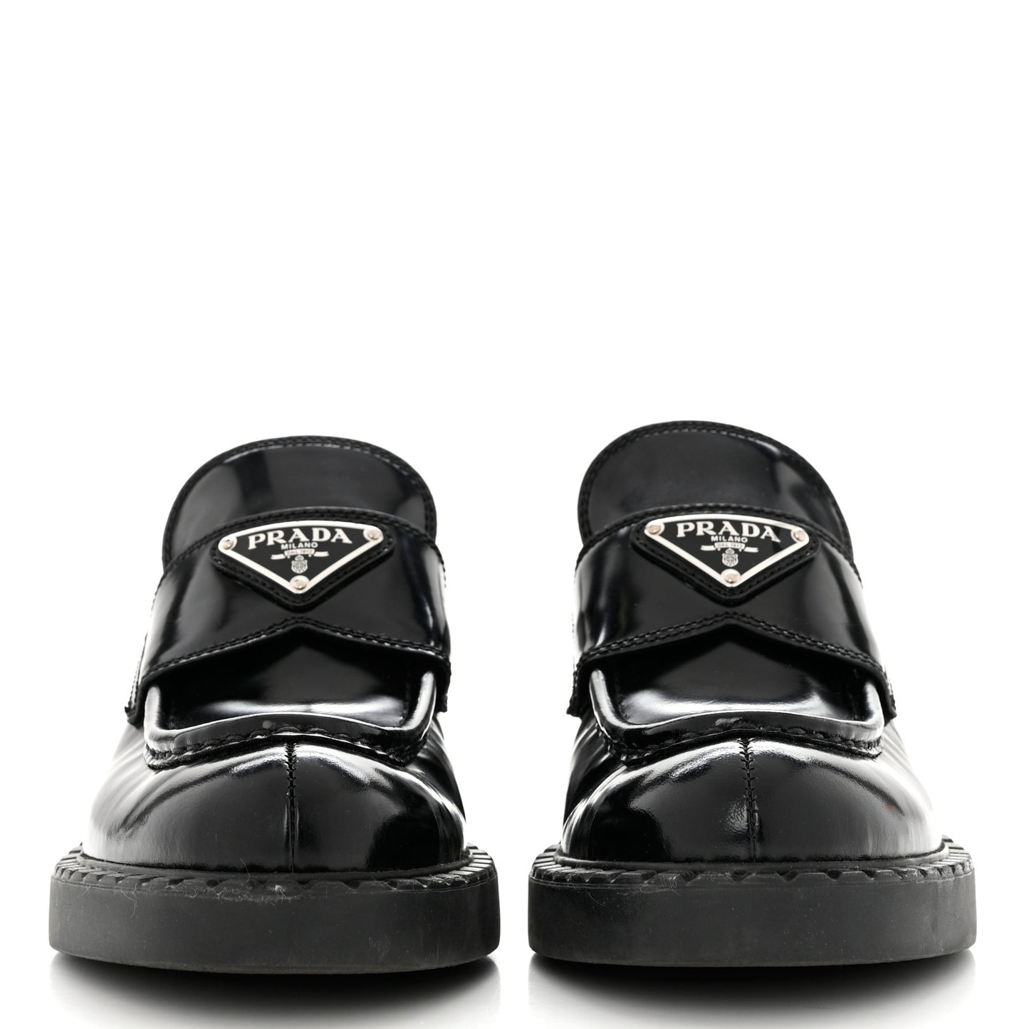 Spazzolato Metal Triangle Logo 50mm Loafers 35 Black