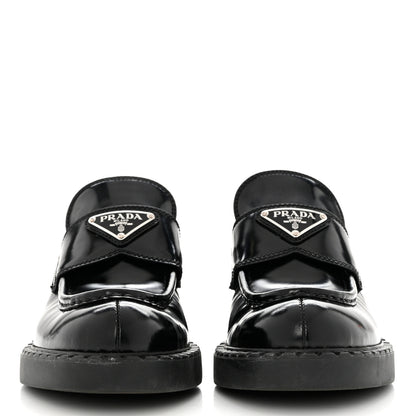 Prada Spazzolato Metal Triangle Logo 50mm Loafers 35 Black 2 of 9