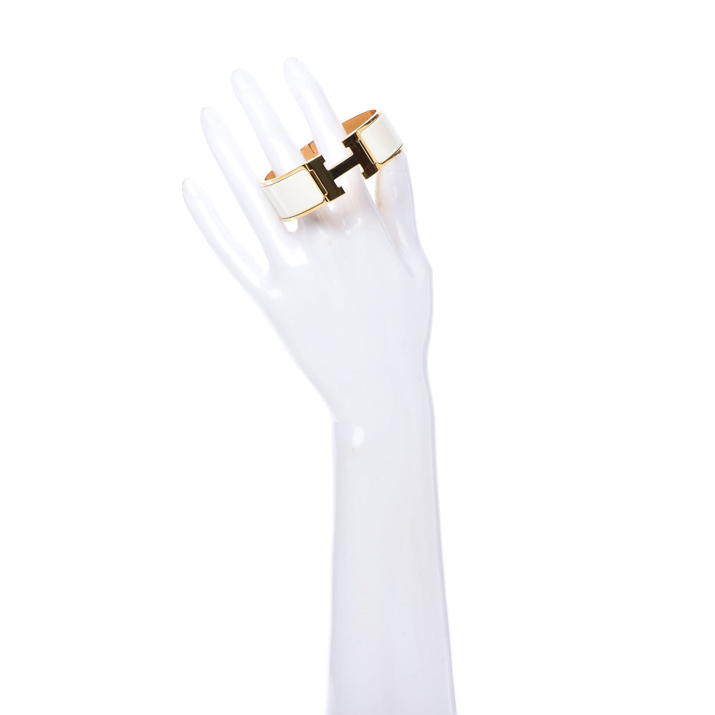 Enamel Wide Clic Clac H Bracelet GM White