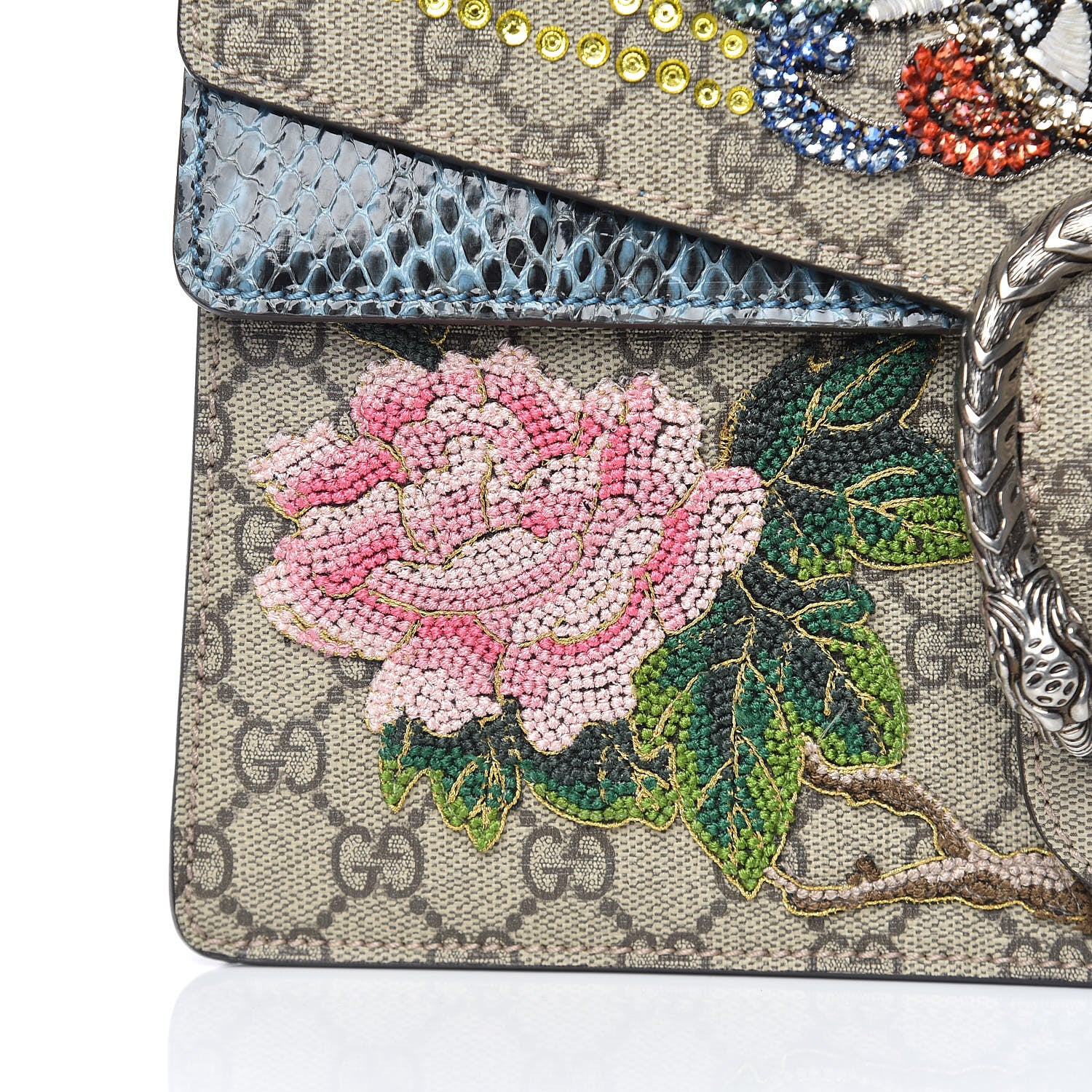 Gucci GG Supreme Monogram Python Embroidered Medium Dionysus Shoulder Bag 10 of 11