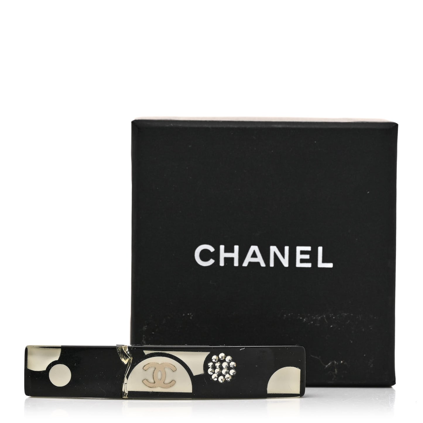 Resin Crystal CC Hair Clip Barrette Black