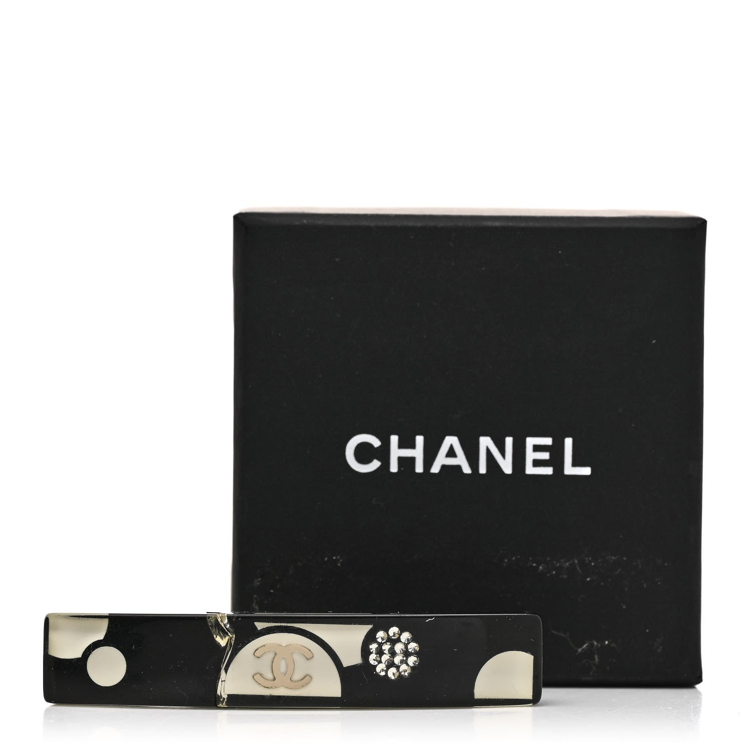 Chanel Resin Crystal CC Hair Clip Barrette Black 9 of 9