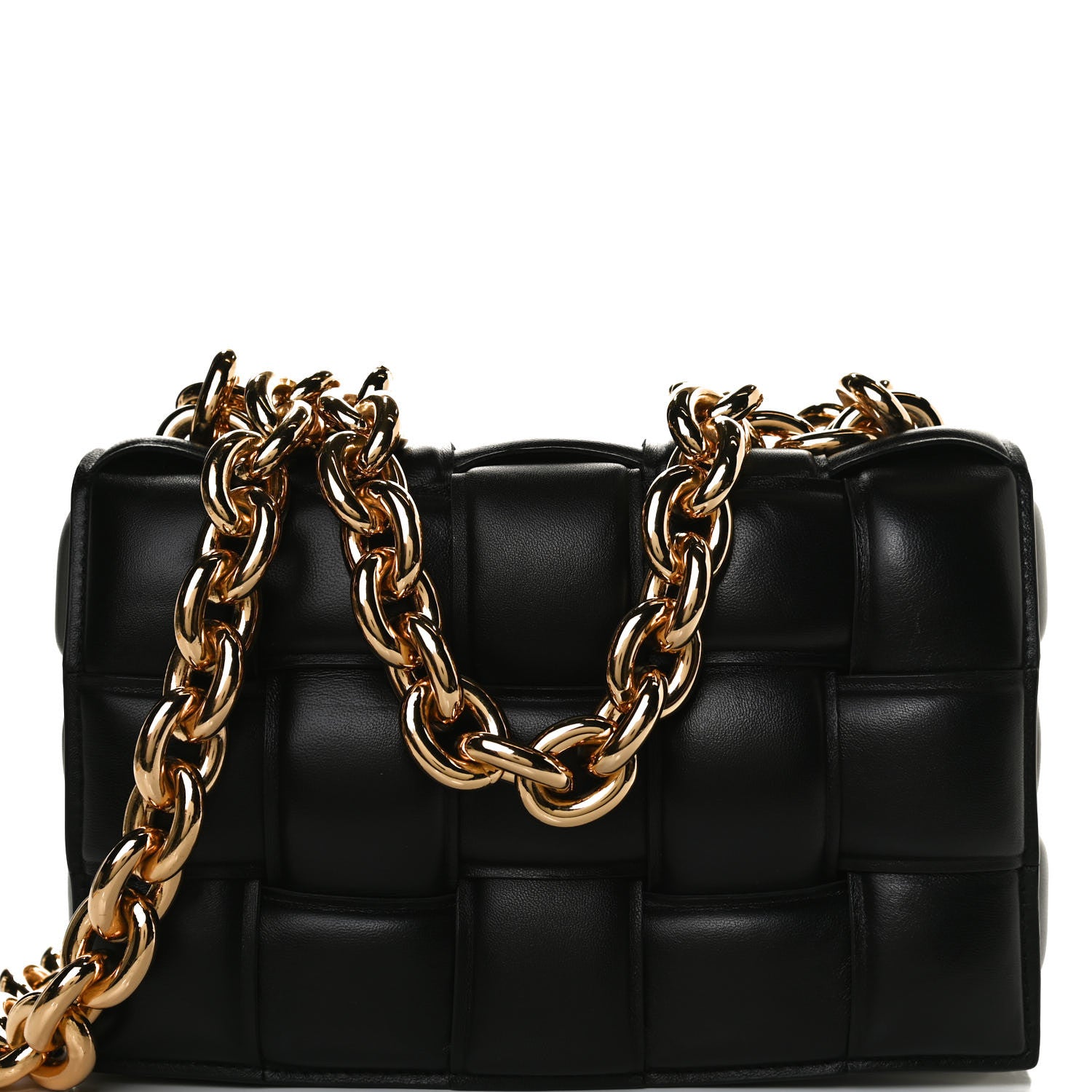 Bottega Veneta Lambskin Maxi Intreccio Padded Chain Cassette Crossbody Bag Black 16 of 33