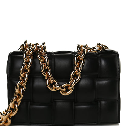 Bottega Veneta Lambskin Maxi Intreccio Padded Chain Cassette Crossbody Bag Black 16 of 33