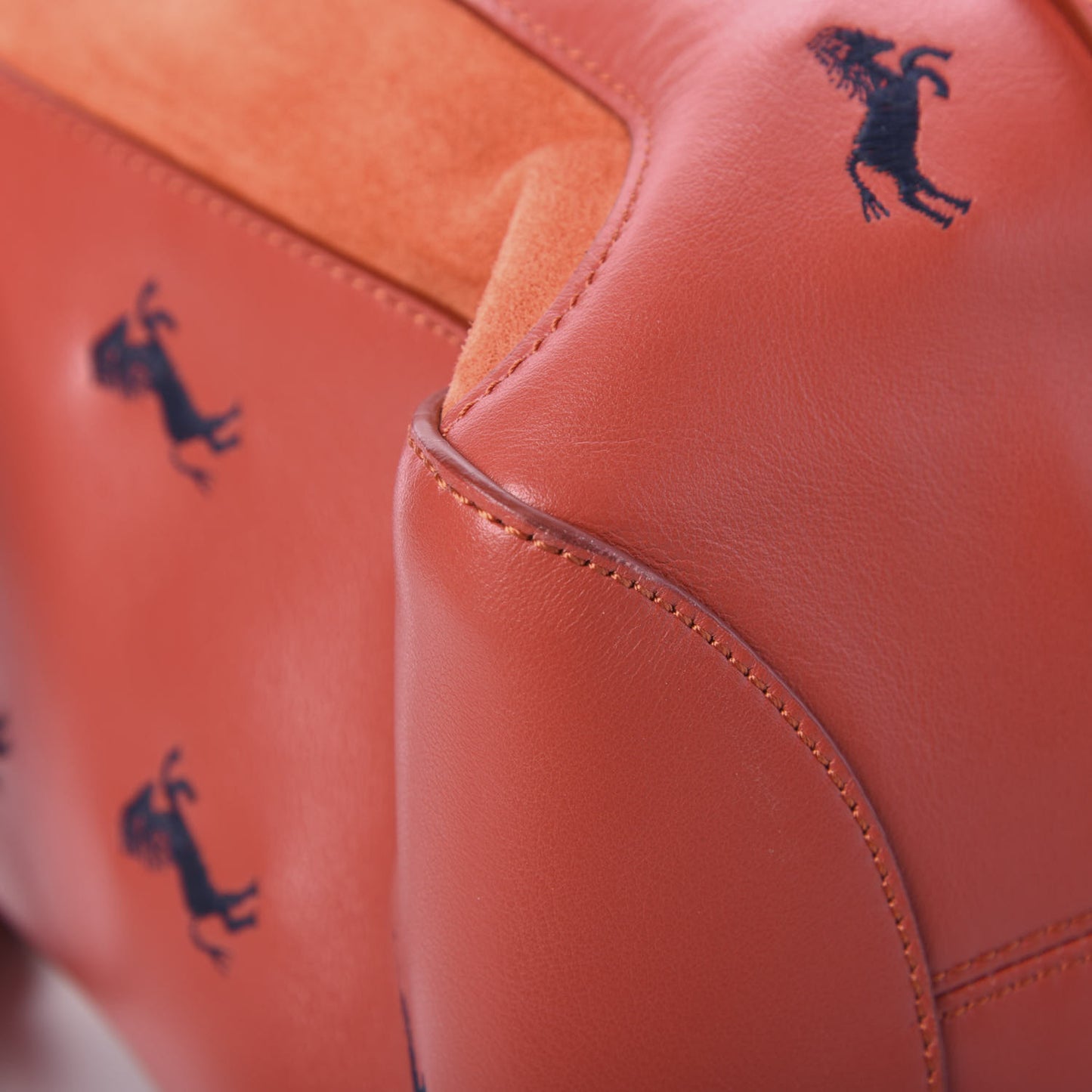 Smooth Calfskin Little Horses Embroidered Tao Zipped Tote Earthy Red