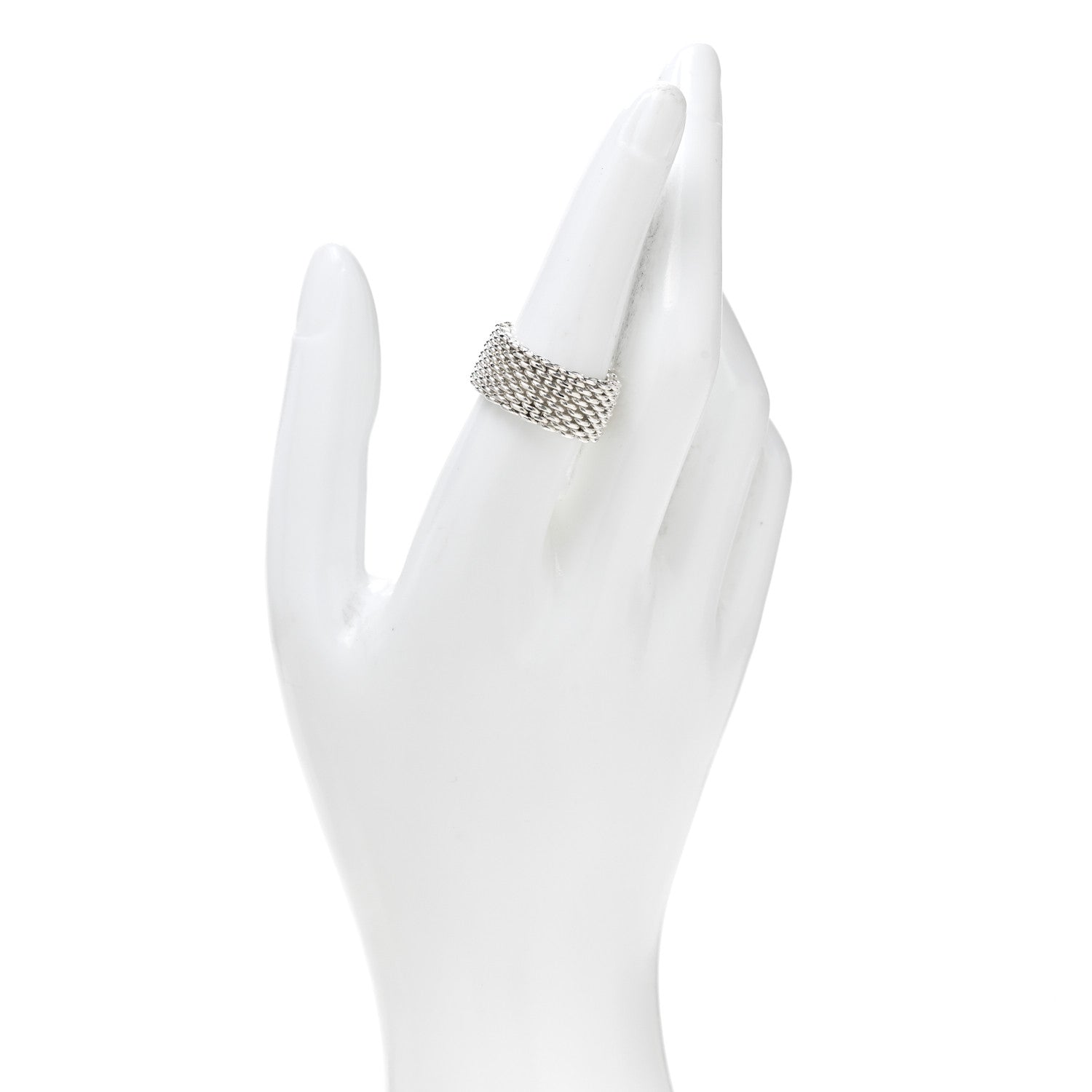 Tiffany Sterling Silver Somerset Mesh Ring 53 6.5 2 of 4