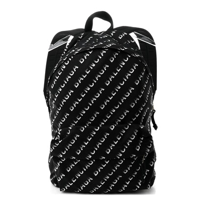 Balenciaga Recycled Sport Nylon Allover Gradient Logo Wheel Backpack Black White 1 of 9
