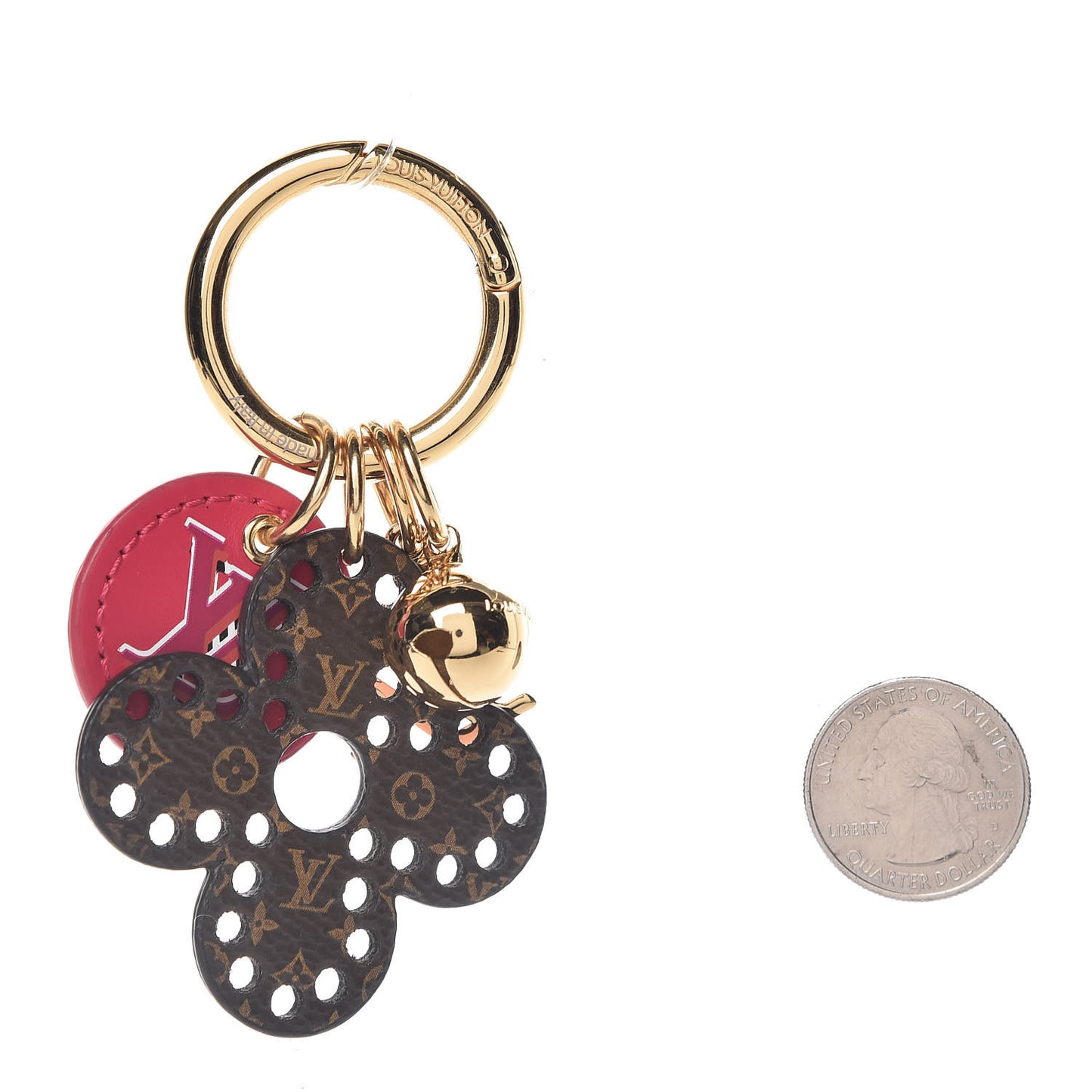 Monogram Fetish Flower Perforated Bag Charm Pink