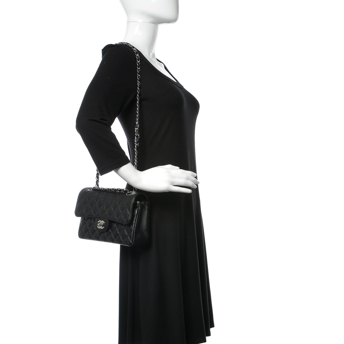 Caviar Quilted Small Double Flap Black