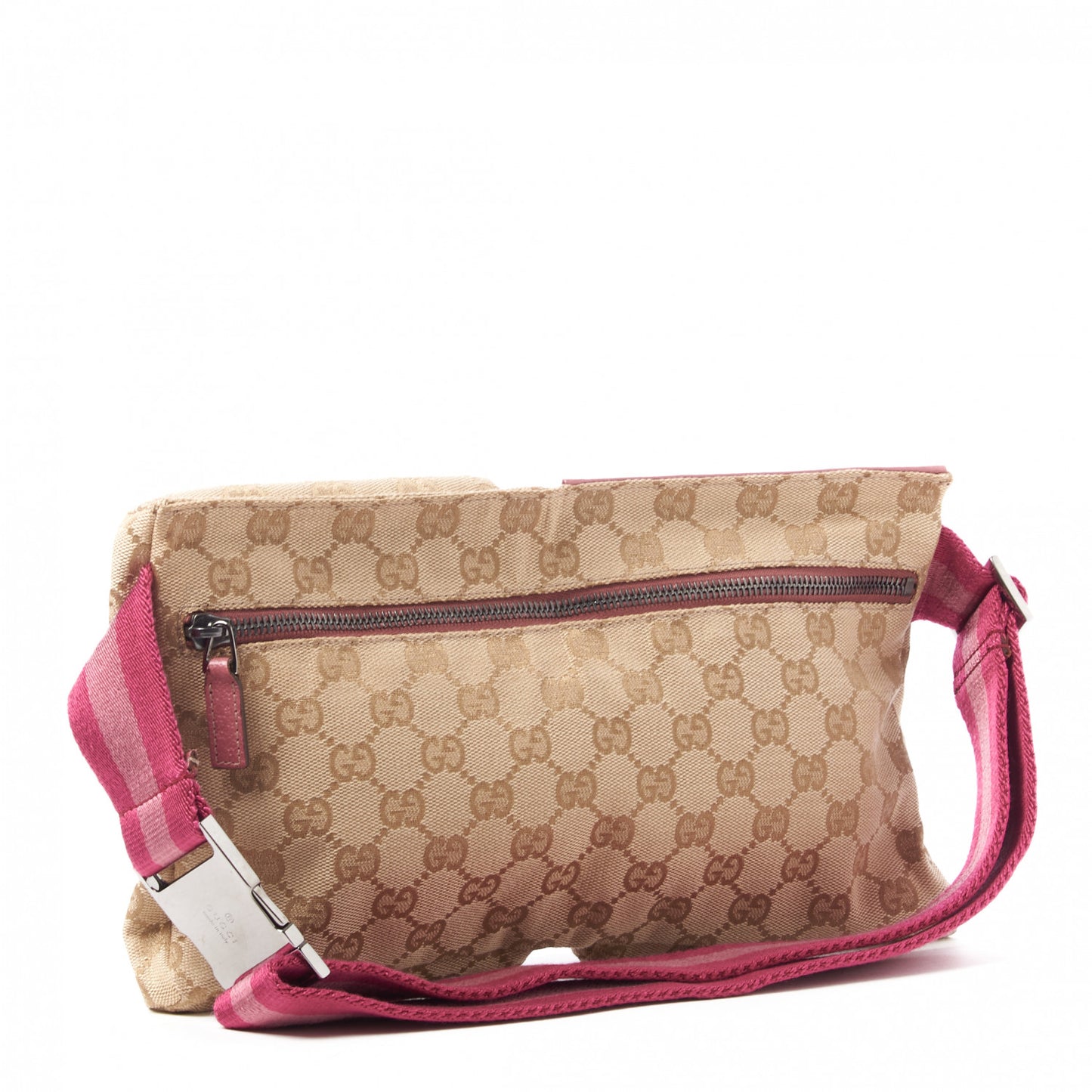 GG Monogram Web Double Pocket Belt Bag Pink