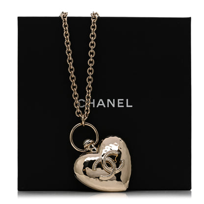 Chanel Metal CC Heart Locket Necklace Gold 6 of 6