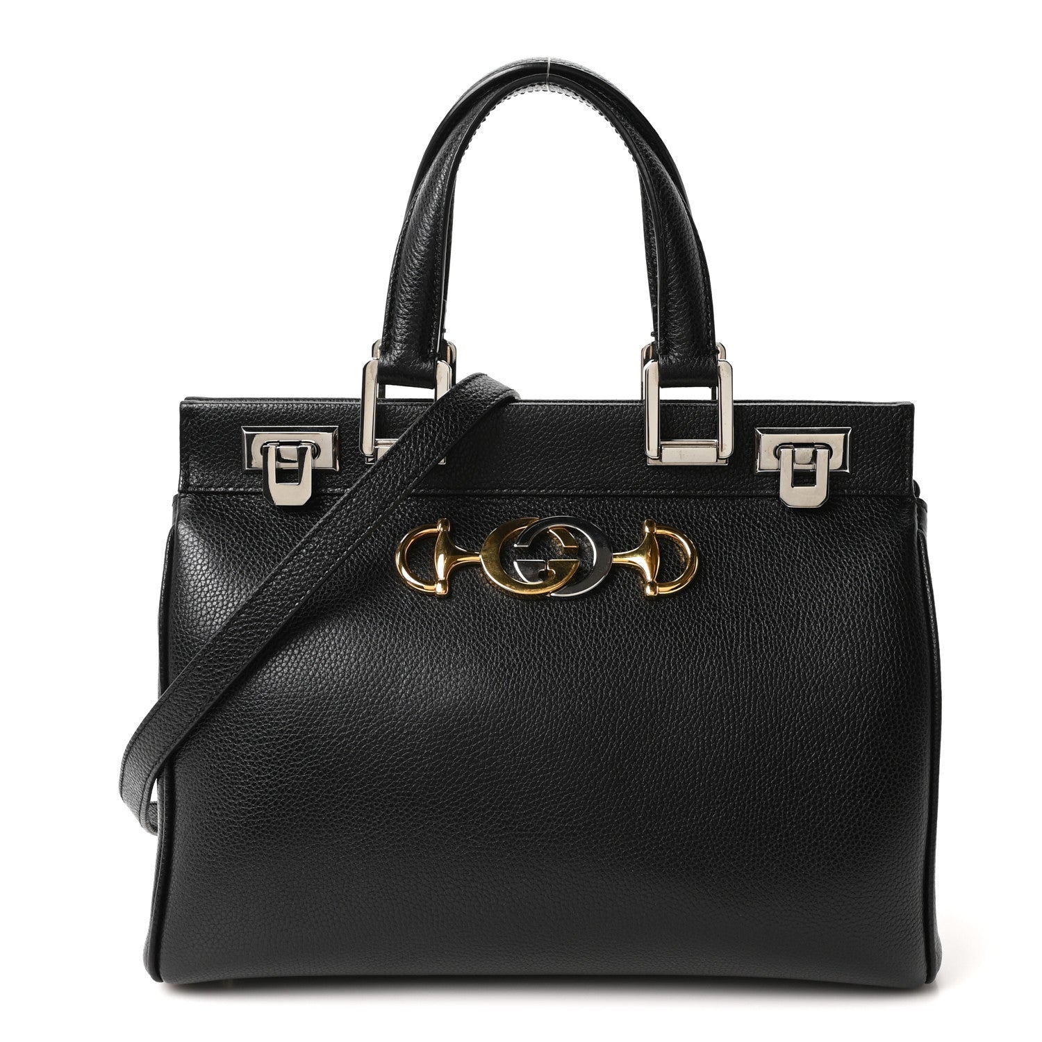 Gucci Grainy Calfskin Small Zumi Top Handle Bag Black 1 of 10